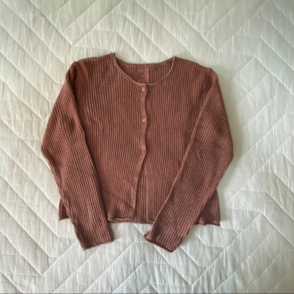 BNWOT Zara rose pink cropped cardigan with lured - Picture 3 of 3